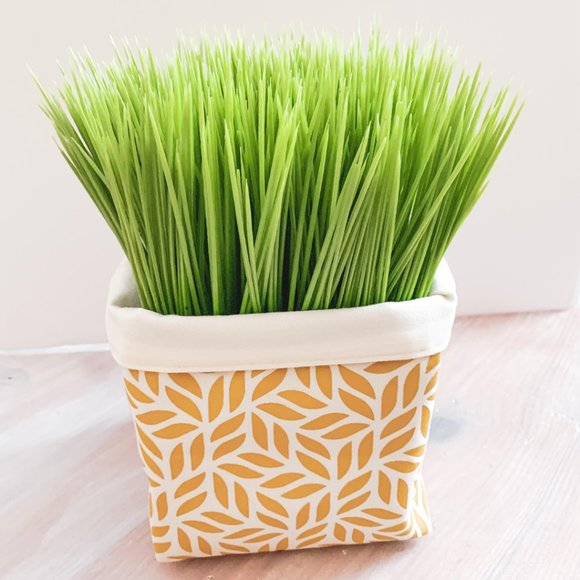 Set of 3 Cotton Canvas Planters or Storage Bins / Yellow / S M L / Fair Trade - Picture 2 of 8